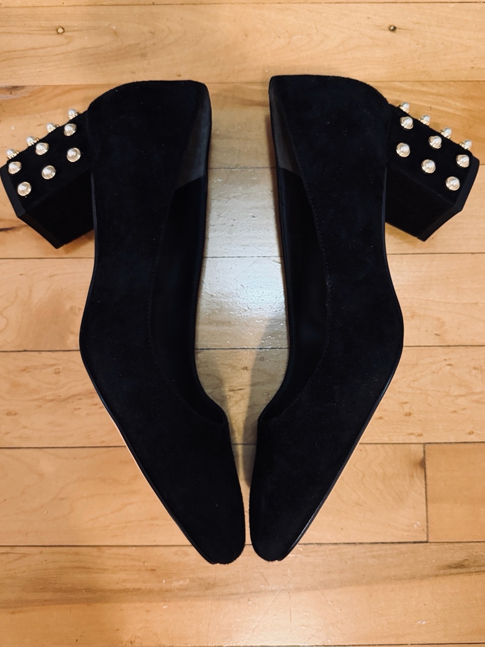 Stuart Weitzman Allpearls Block 60 Pump Black Suede Size 7.5 NWOT